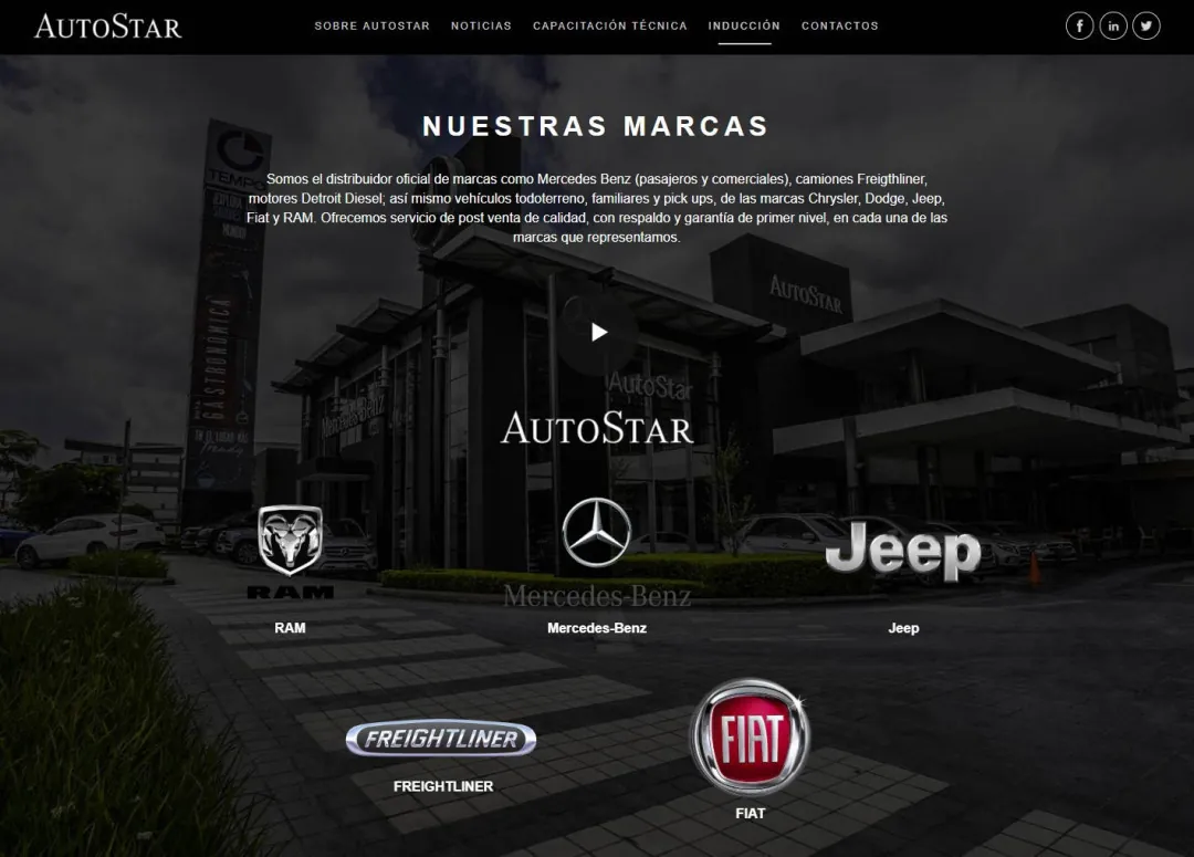 AutoStar: a page listing the vehicle brands AutoStar represents
