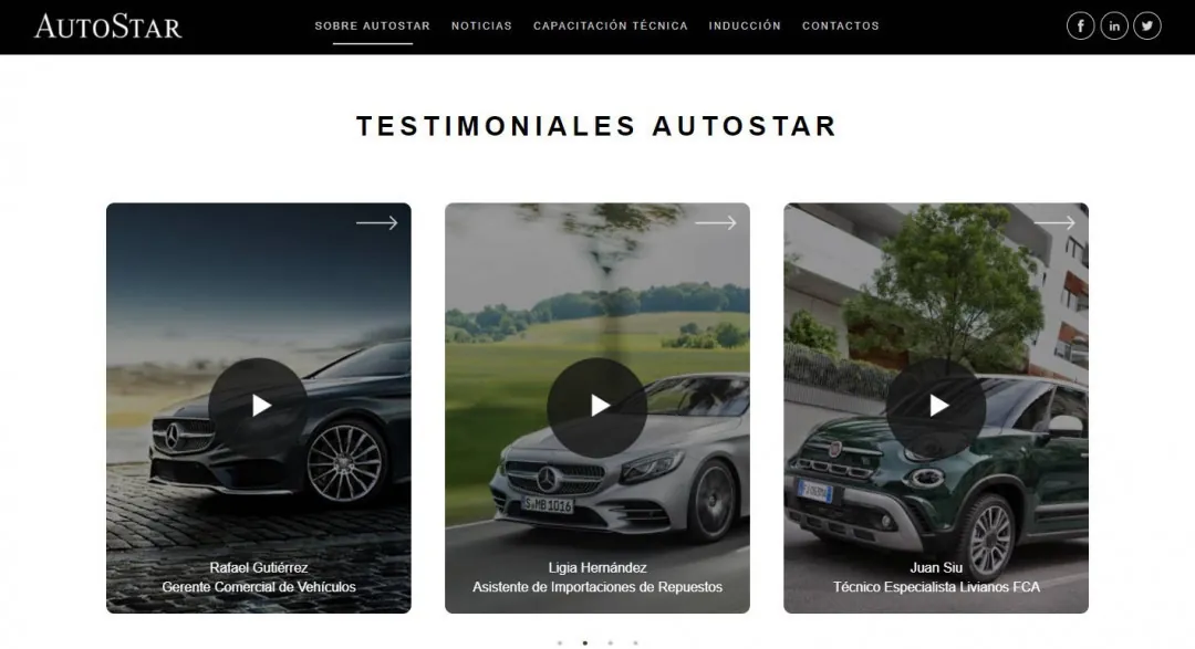 AutoStar: a testimonials section with video interviews from AutoStar staff