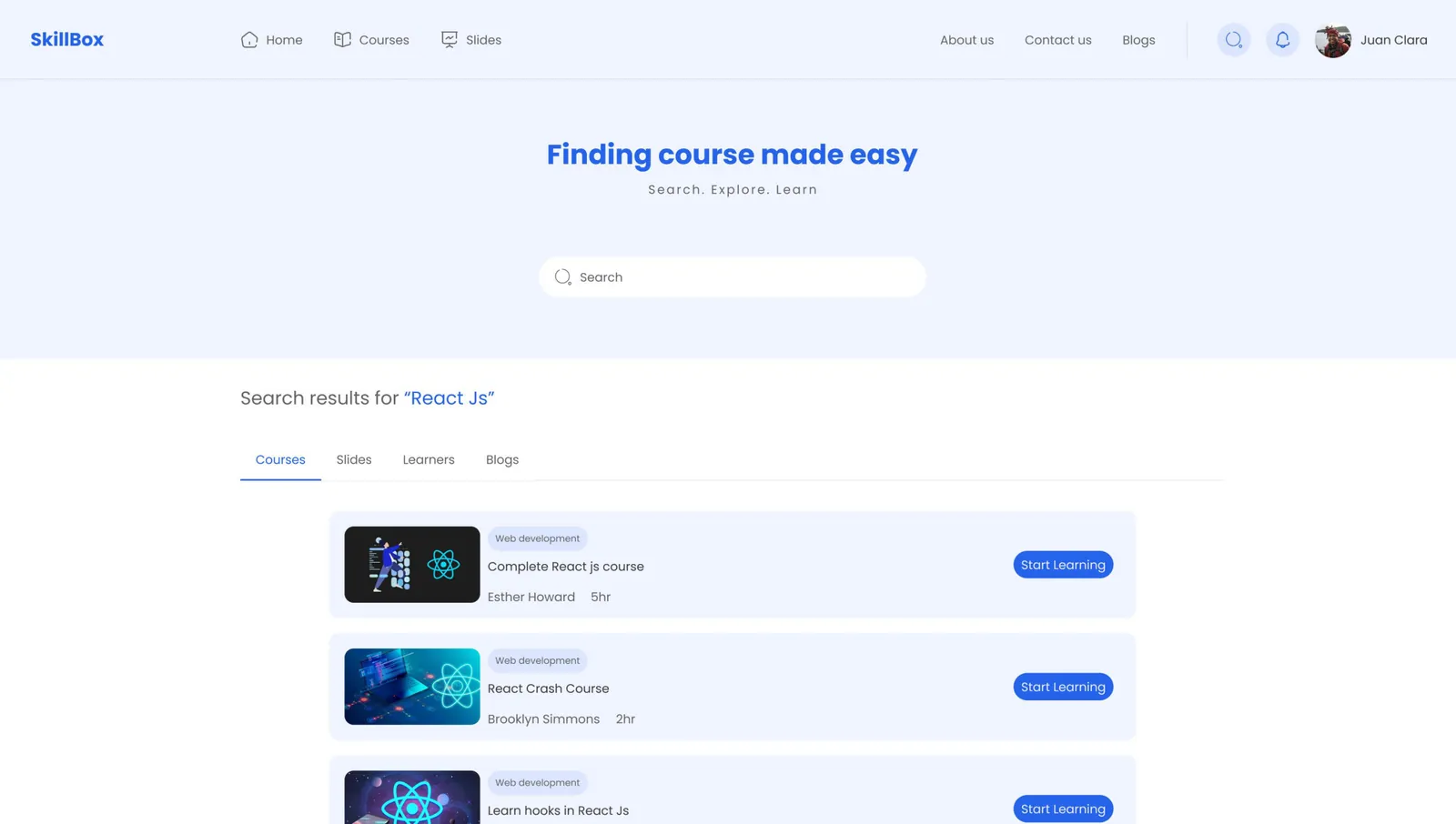 Skillbox: search results for a course in the course catalog