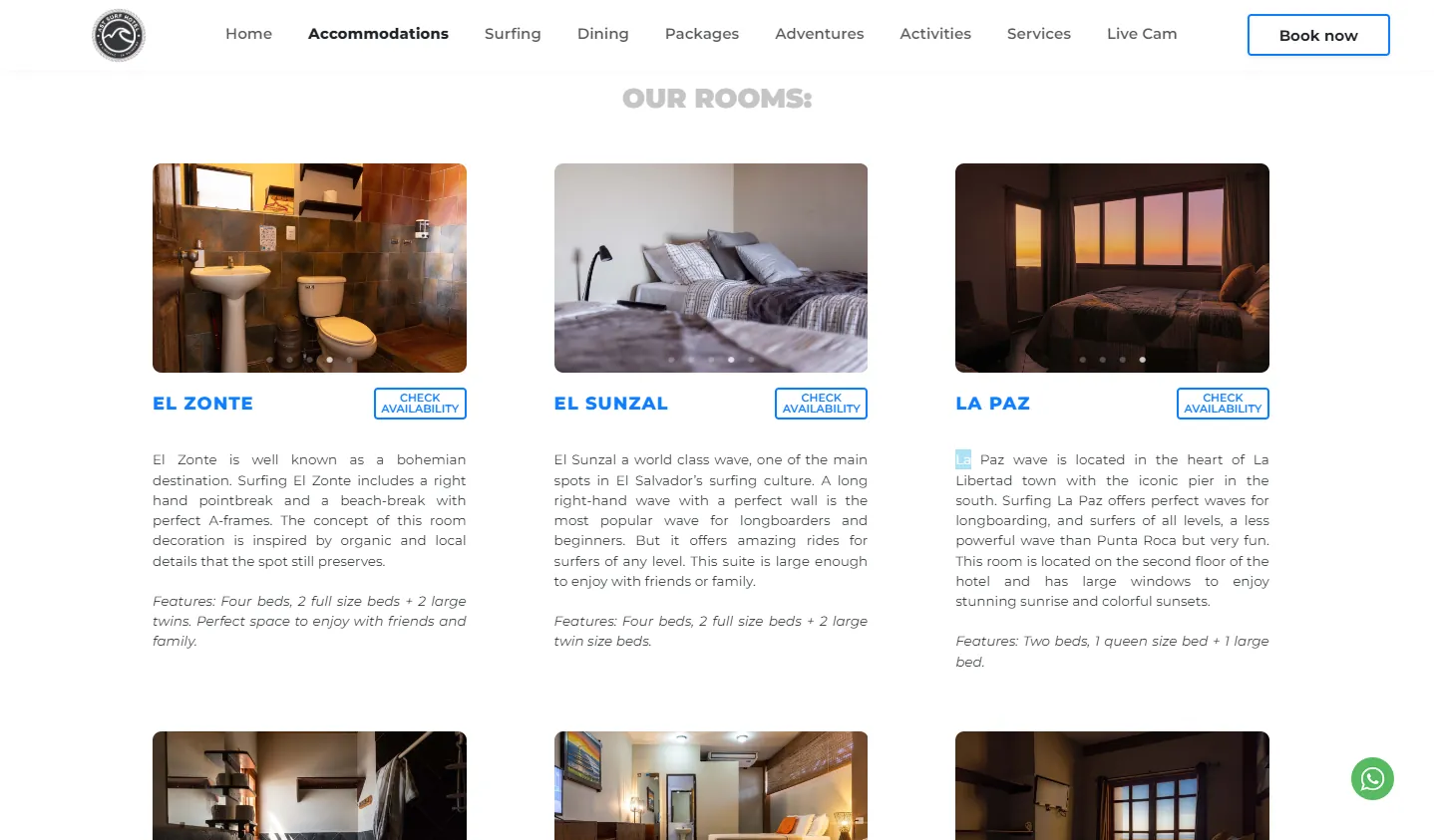 AST Surf Resort: a grid of guest rooms named after nearby surf spots