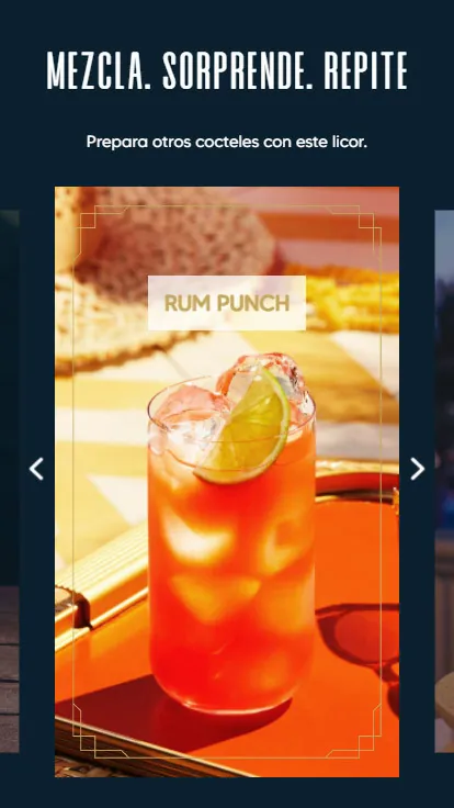 Mix Perfecto: a rum punch recipe shown in a carousel of other cocktails